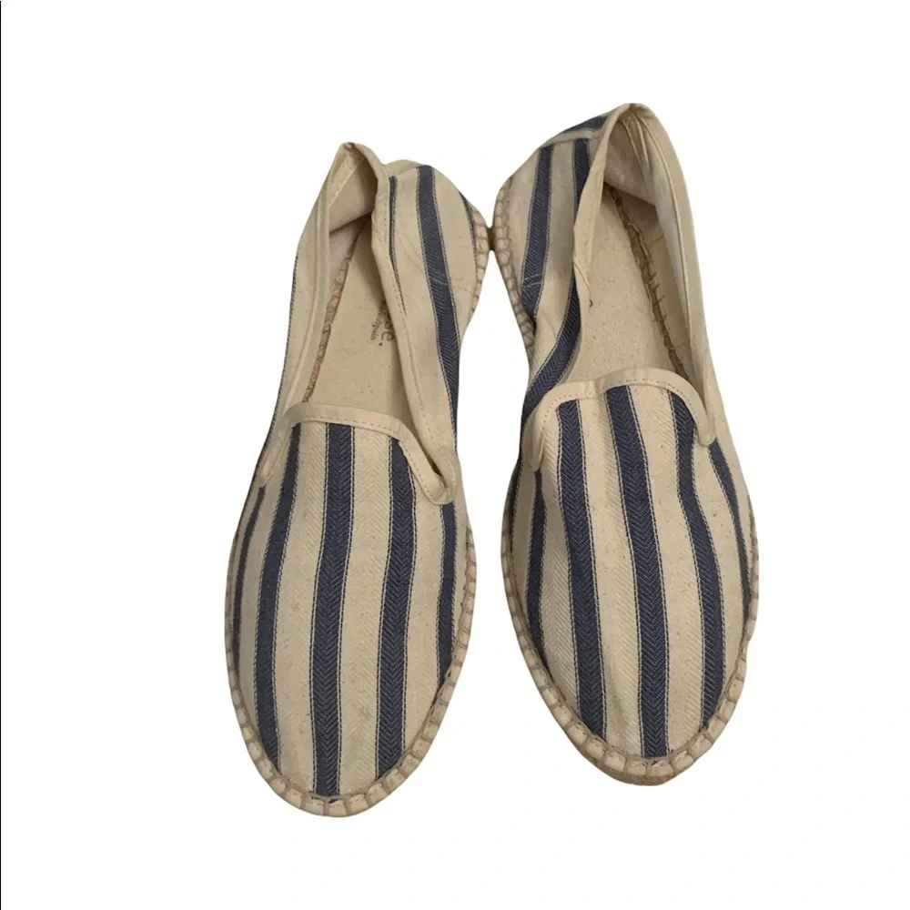 Mint and Rose Striped Blue Off White Espadrilles Size 8 (38)